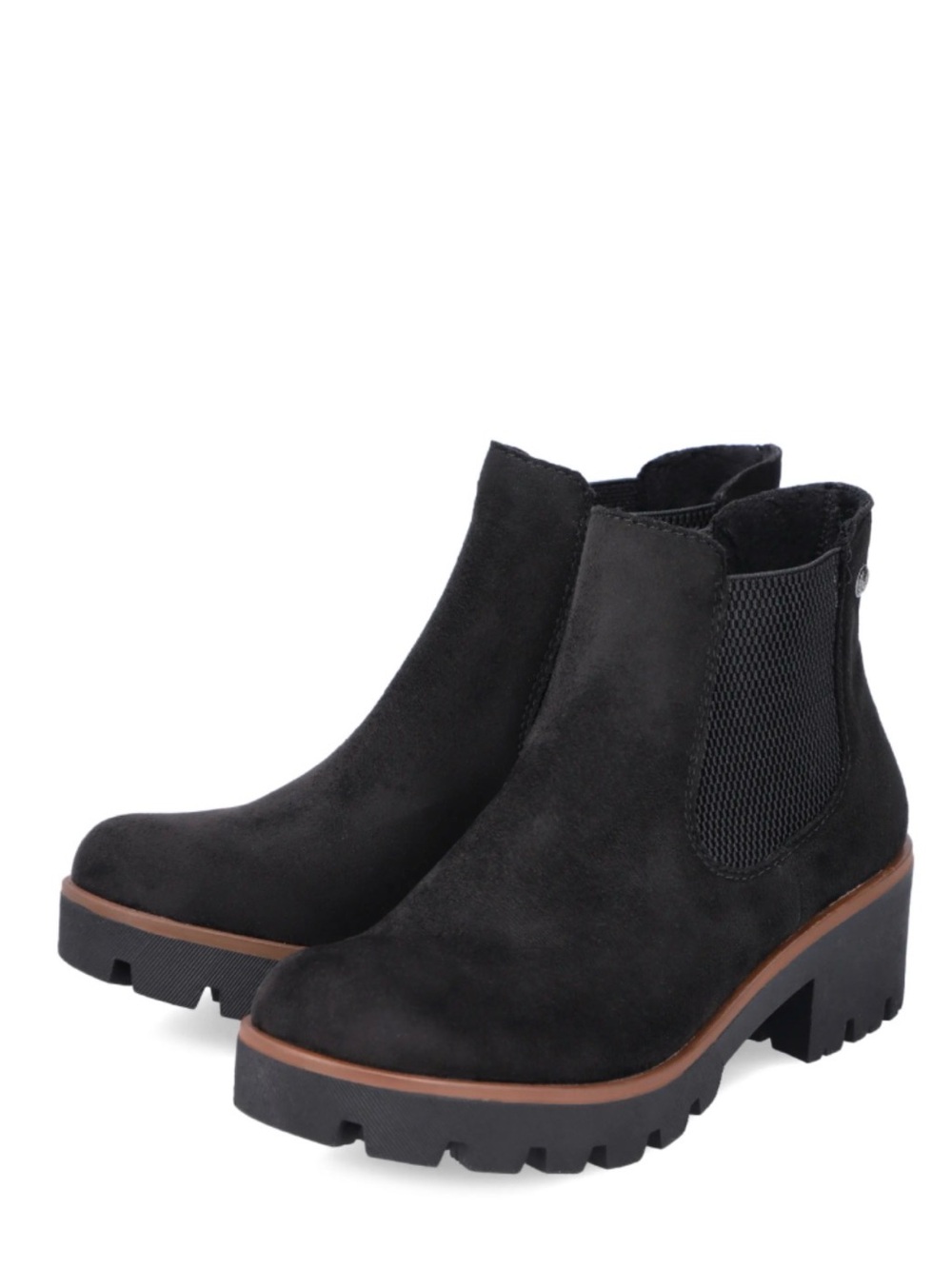 Rieker Amalia Black Suede Chelsea Lug Sole Ankle Boots Gorpcore SZ 39 / US 8